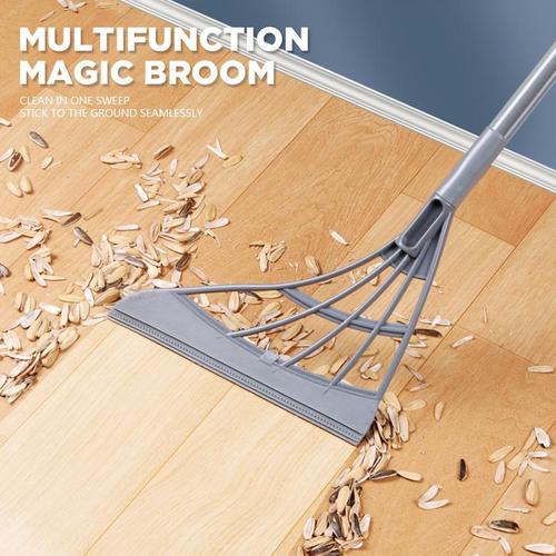 Adjustable Scraping Sweeper Glass Wiper for Living Room Multifunction Magic Broom Green Bathroom 4Ft Household Floor Squeegee with Long Handle Fur Remover Indoor Brooms for Pet Hair 