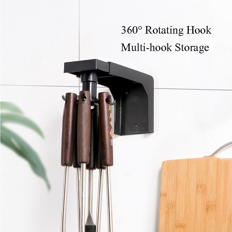 360 Rotating Wall Mounted 6 Hooks Collecting Hanger